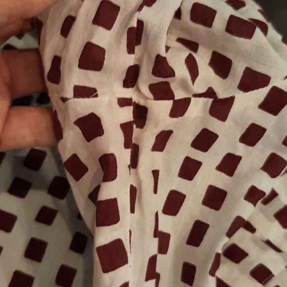 LOFT sz S 100% Cotton White and Brown Button Down Shirt - Picture 8 of 8